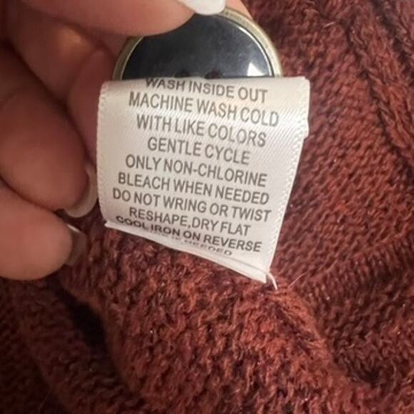 Fortune + Ivy Raiden Tab Open Front Cardigan Sweater Size Medium Maroon Academia - Picture 8 of 12